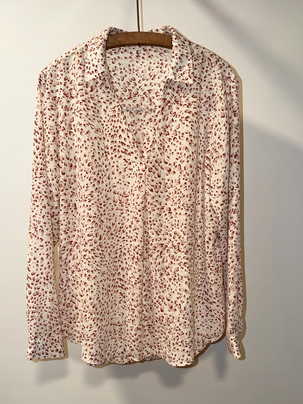 Maurices Cream Button-Down Shirt with Rust Spot Print